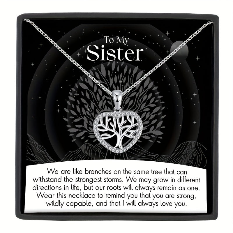 Heart Tree Pendant Necklace With Meaningful Message Card