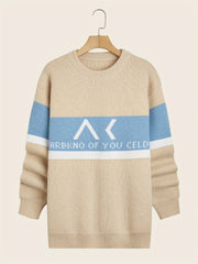 Men's Knitted Block Sweater Warm Winter Pullover