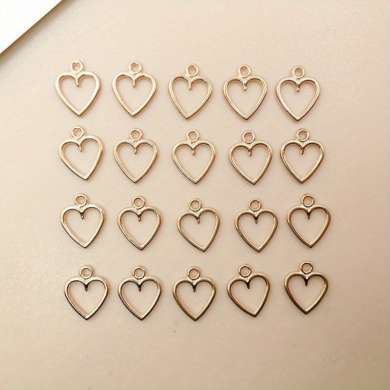 20pcs KC Golden Heart Charms Pendants DIY Jewelry Making Accessories