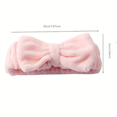 Coral Velvet Headband Bow Plush Hair Bundle Solid Wash Face Spa Headband
