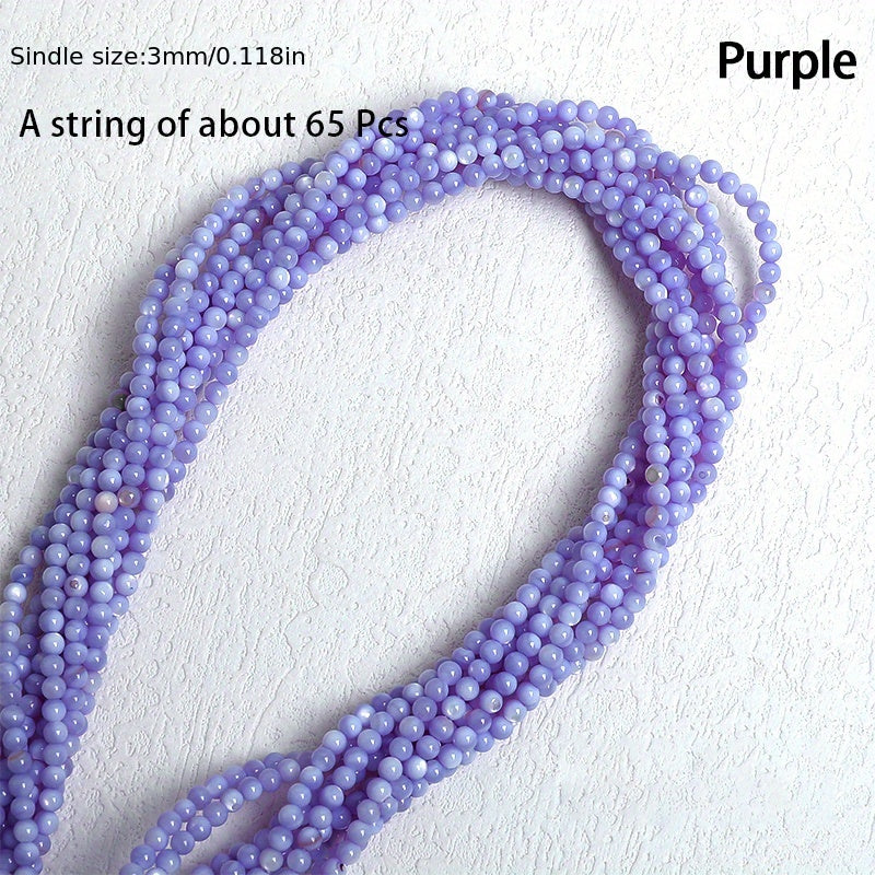 3mm Colored Natural Shell Beads Round Loose Beads DIY Jewelry 65p