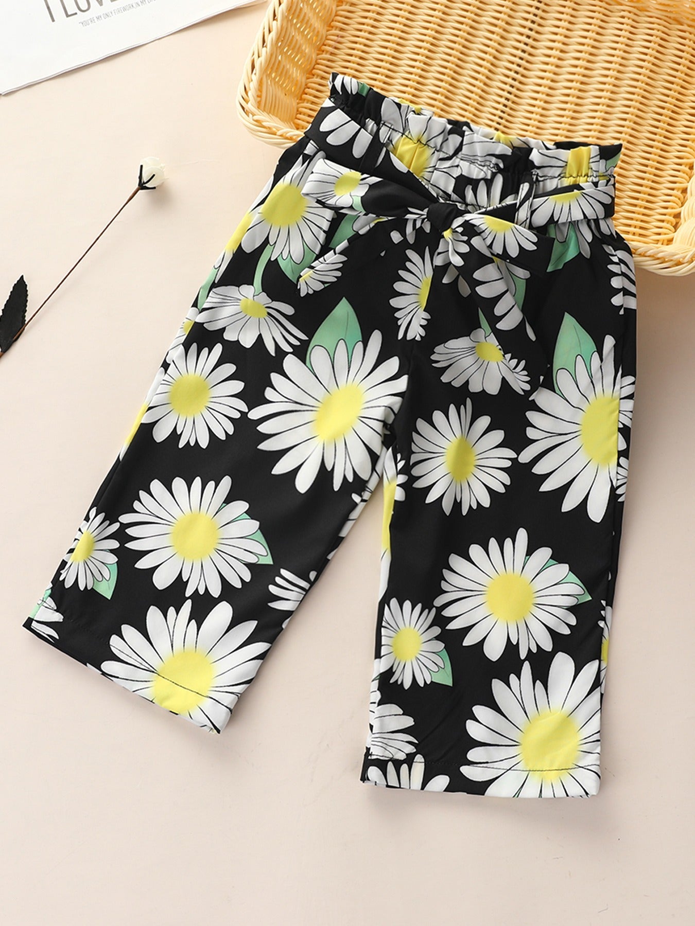 Girls Flower Wide Leg Pants