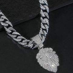Lion Head Pendant Cuban Chain Necklace