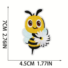 8pcs Cartoon Bee Sunflower Embroidered Patches Iron On Sew On Applique Patch DIY