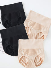 4pcs Mesh Tummy Control Briefs High Waist Intimates Panties