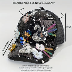 Rhinestone Sequin Baseball Cap Women's Sunshade Peaked Cap