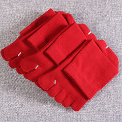 Red Five Toes Split Socks Unisex Low Cut Non Slip Crew Socks