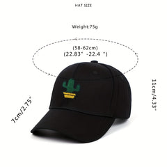 Cactus Embroidery Baseball Cap Adjustable Sunscreen Dad Hat