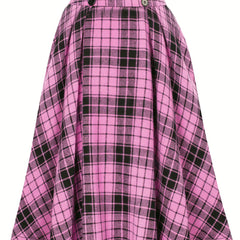  Plaid Print A Line Pleated Skirt