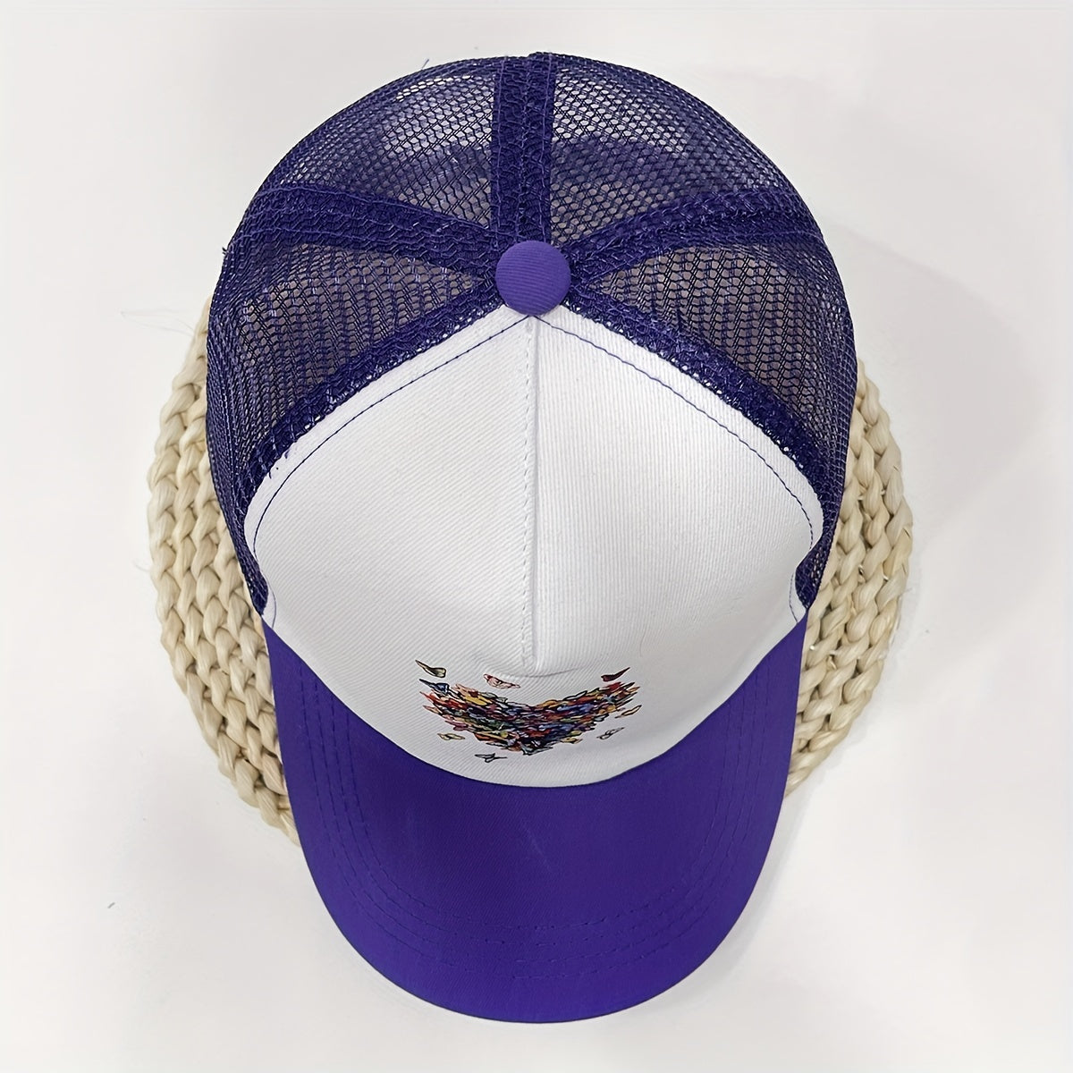 Butterfly Heart Print Trucker Hat Mesh Cartoon Baseball Cap