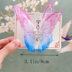 Butterfly Y2K Hair Clip Gradient Faux Pearl Duck Billed Clip Hair Accessory