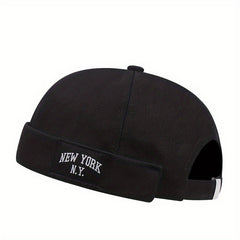 Vintage Beanie Cap Rolled Cuff Brimless Hat for Men Women