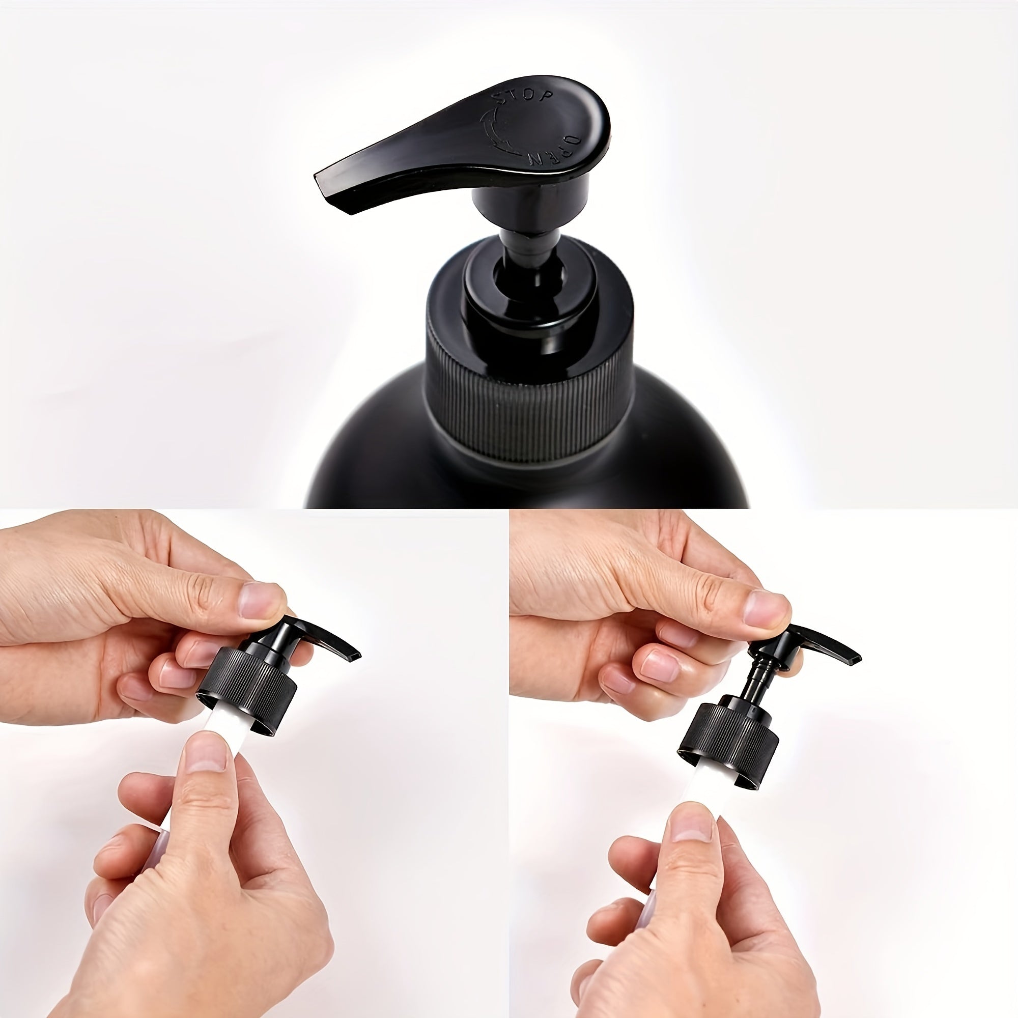3 Refillable Bottles With Pump & Labels 500ml