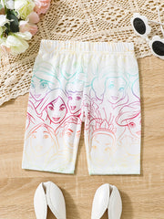 Girls' Graffiti Skinny Shorts Leggings for Outwear Dance Bike Shorts