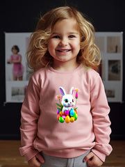Girls Rabbit Pattern Crew Neck Sweatshirt Spring Fall Christmas Gift