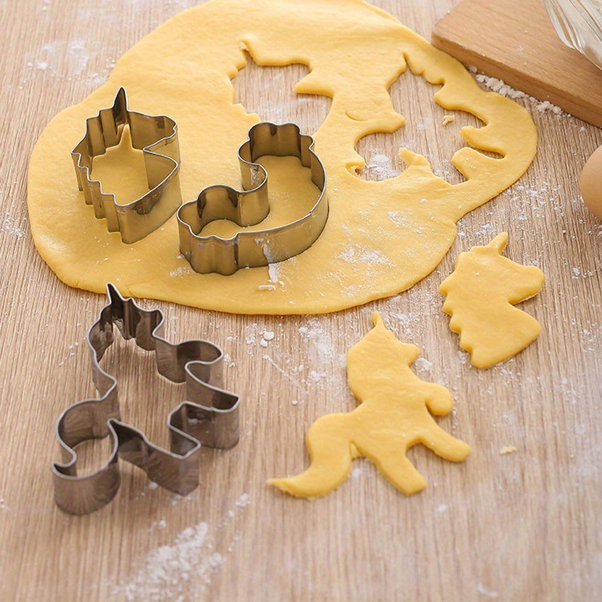 3pcs Unicorn Cookie Cutters Stainless Steel Candy Mold Baking Tools