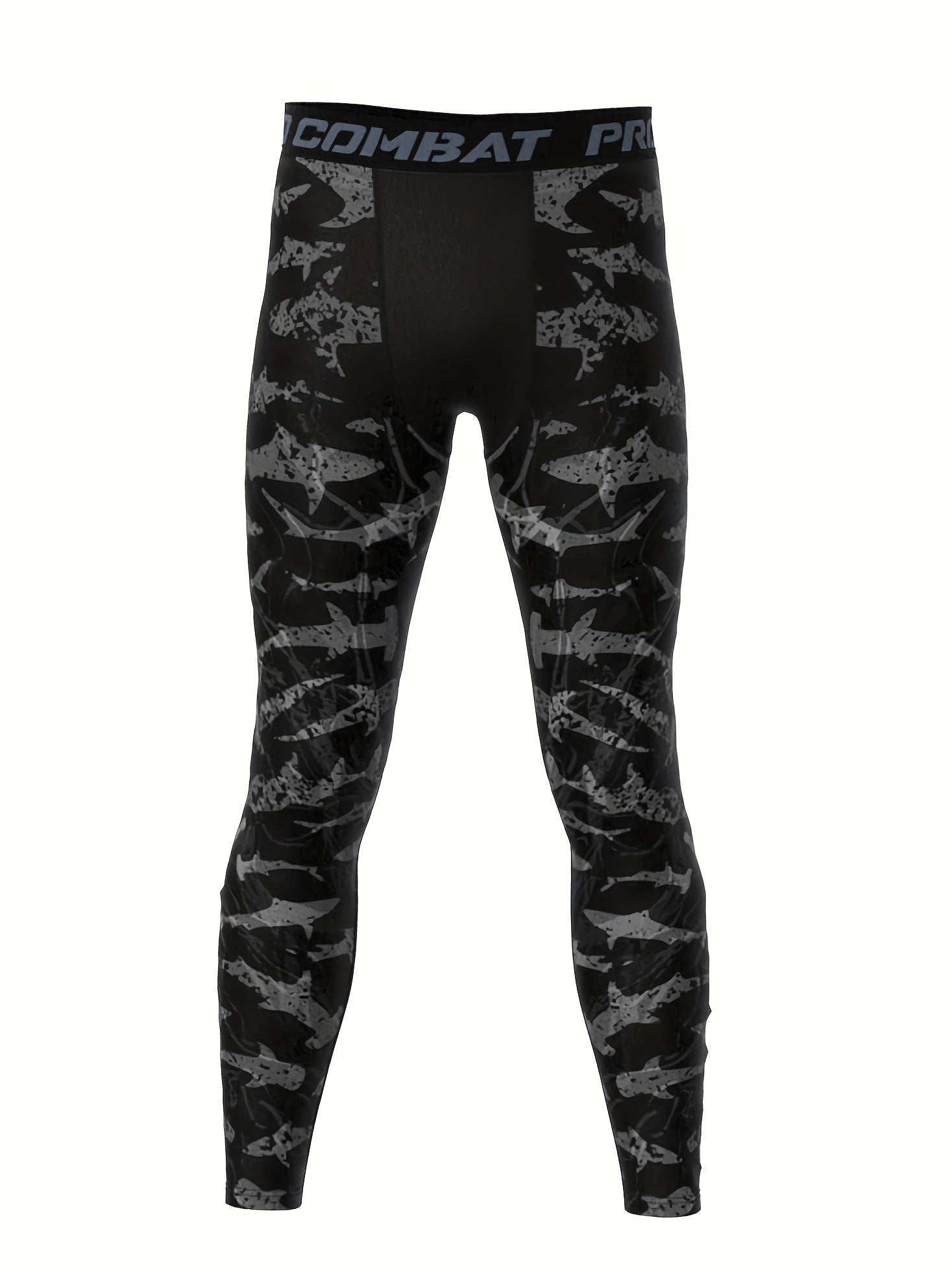 Shark Print Compression Leggings for Men - Quick Drying Base Layer Pants
