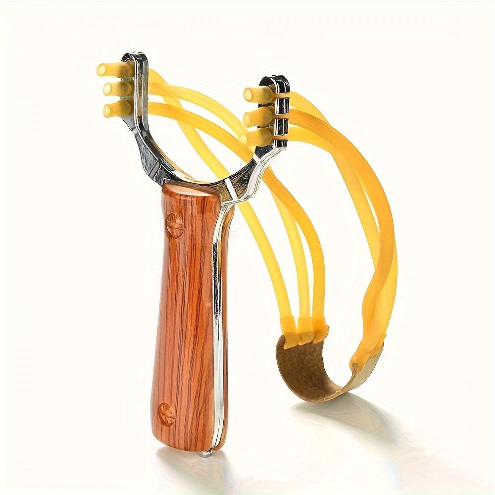 Wood Grain Zinc Alloy Slingshot for Practice and Outdoor Fun Play