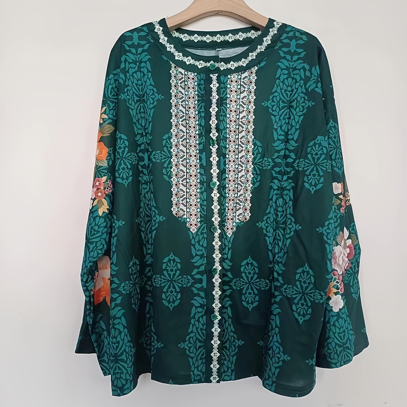 Floral Print Button Up Boho Blouse