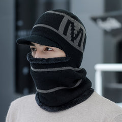 Men's Knitted Hat Muffler Autumn Winter Warm Windproof Wool Hat