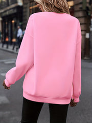 Bear & Slogan Print Crew Neck Sweatshirt for Women