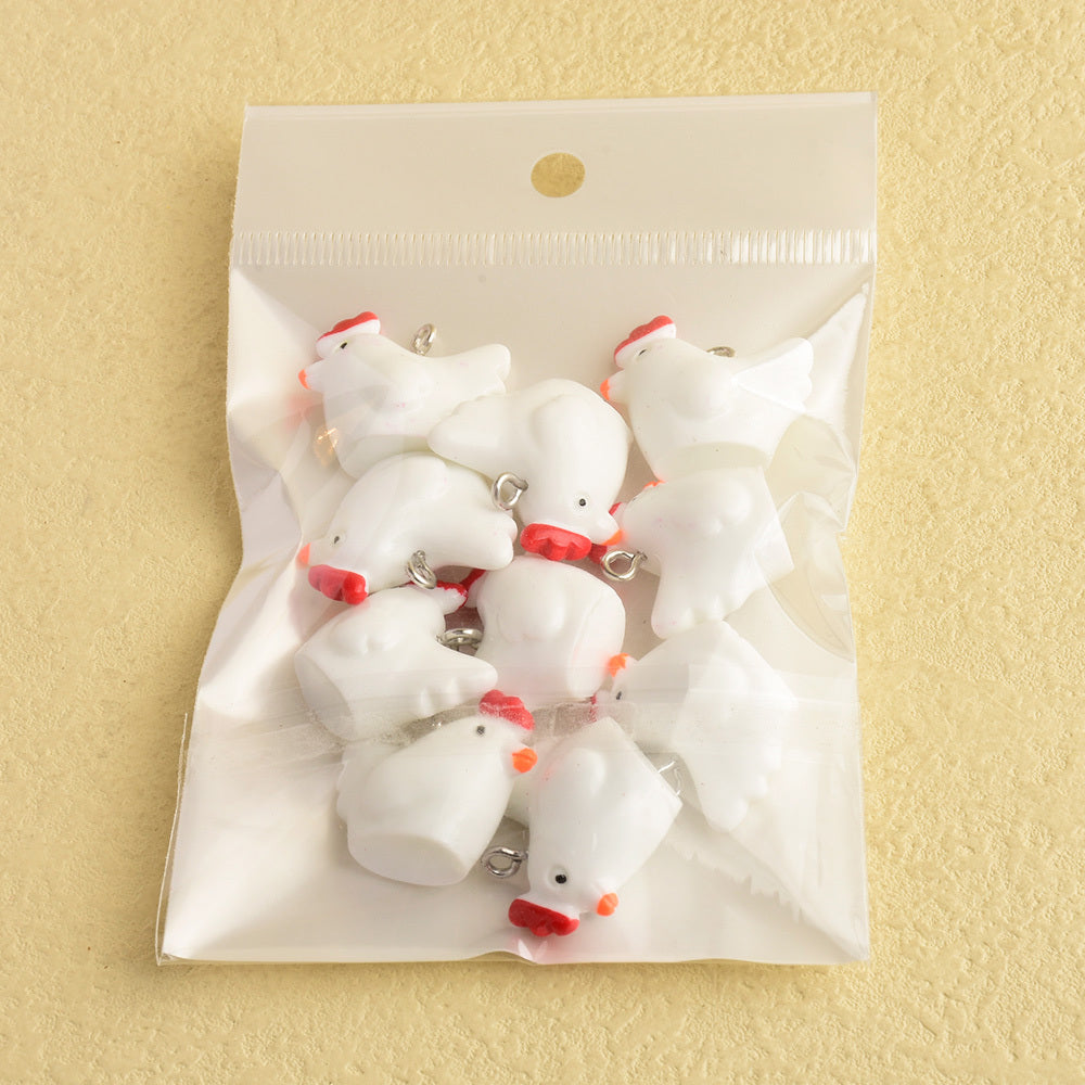 10pcs Cartoon Animal Rooster Pendants DIY Bracelet Necklace Accessories