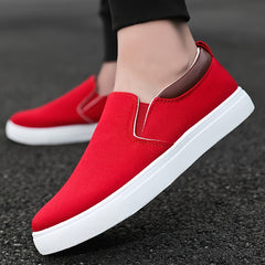 Men's Canvas Slip On Sneakers Loafers Khaki Grey