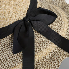Ruffle Brim Sun Hat with Bowknot, Crochet Straw Beach Hat