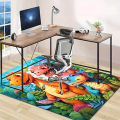 Non Slip Dinosaur Family Area Mat Polyester Knit Mat