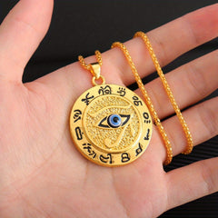 Ancient Egypt Horus Eye Amulet Golden Pendant Necklace
