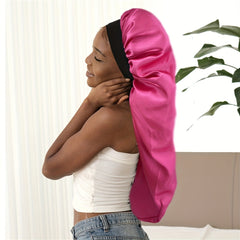 Silky Long Bonnet For Sleeping Solid Night Cap For Women