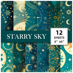 12pcs Tarot Starry Sky Series Brochure Paper for DIY Photo Album Scrapbook Art