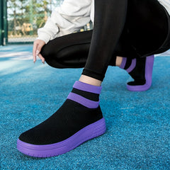 Women's Knit Breathable Sneakers Lightweight Slip-on Casual Shoes