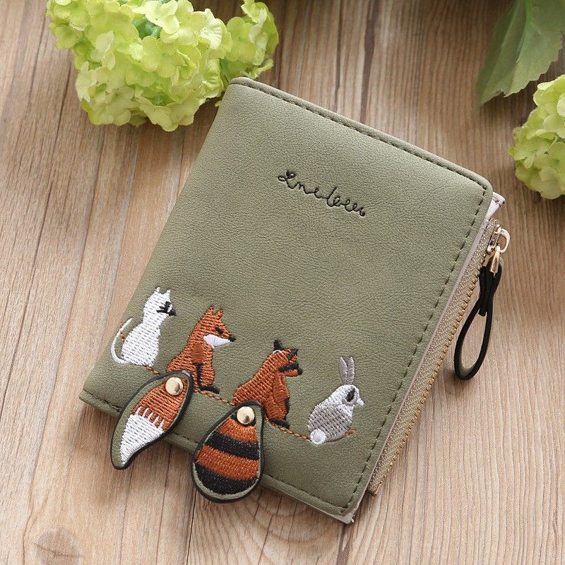 Zipper Small Wallet Women's Snap Button Wallet