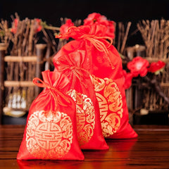 10pcs Chinese Brocade Embroidered Gift Bag for Spring and New Year