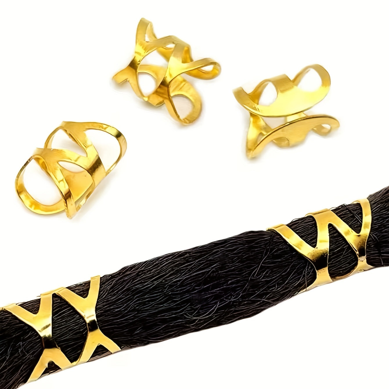 100PCS Hollow Metal Hair Ring Braiding Hair Accessories For Curly Hair
