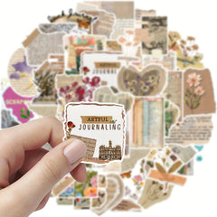 54pcs Retro PVC Stickers Collage Self Adhesive Decals Mixed Colors