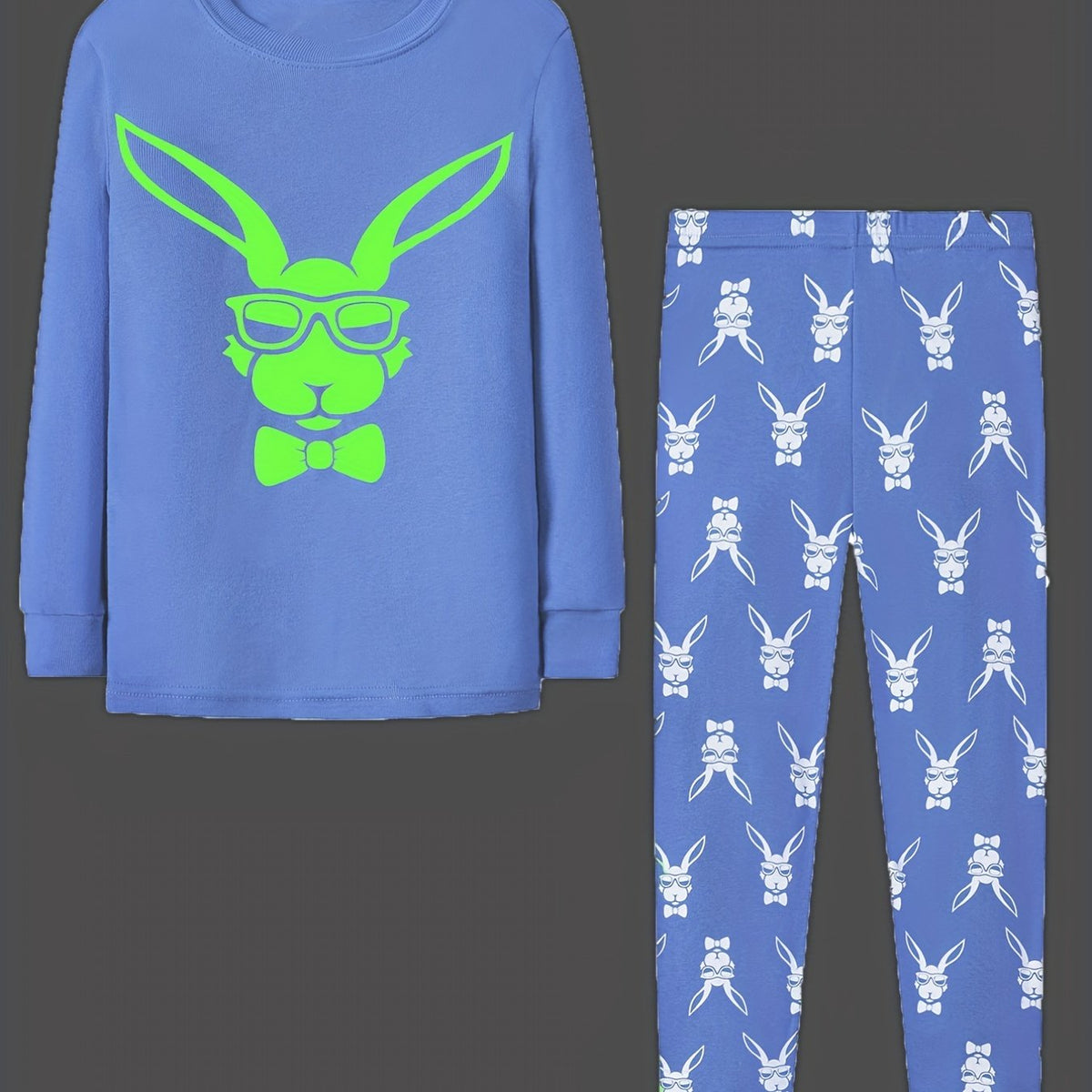 Boys Luminous Easter Rabbit Pajama Set - Long Sleeve Top & Pants