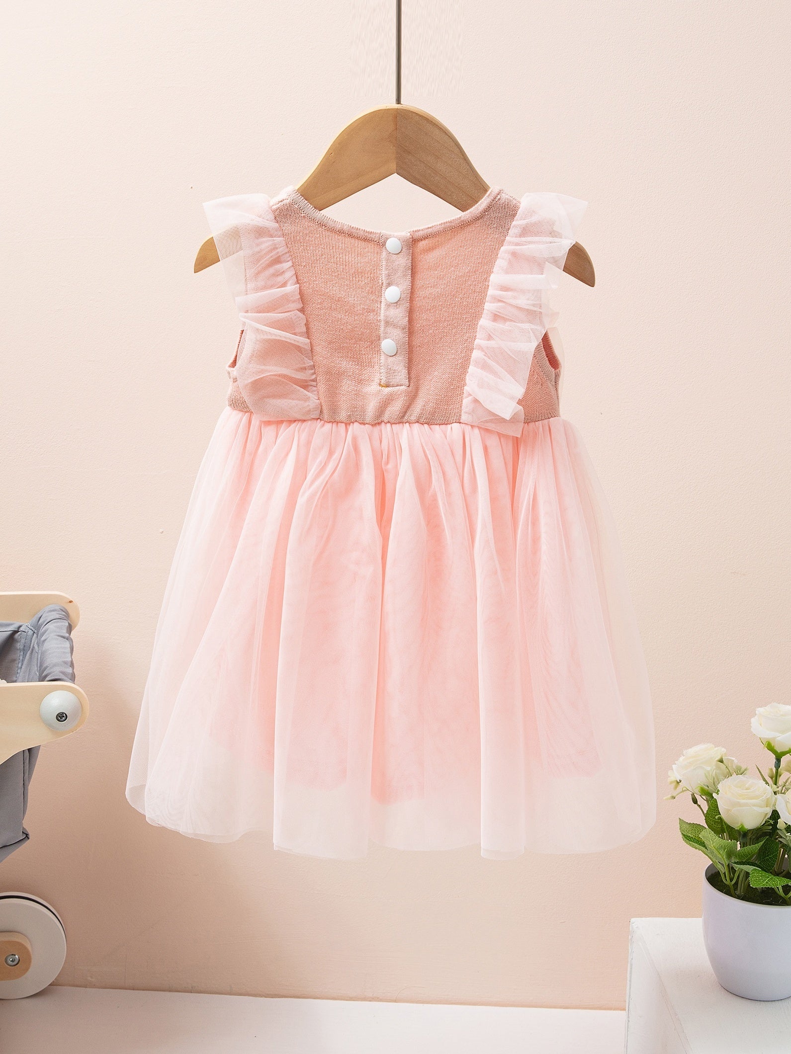 Pink Tulle Lace Princess Dress for Baby Girls