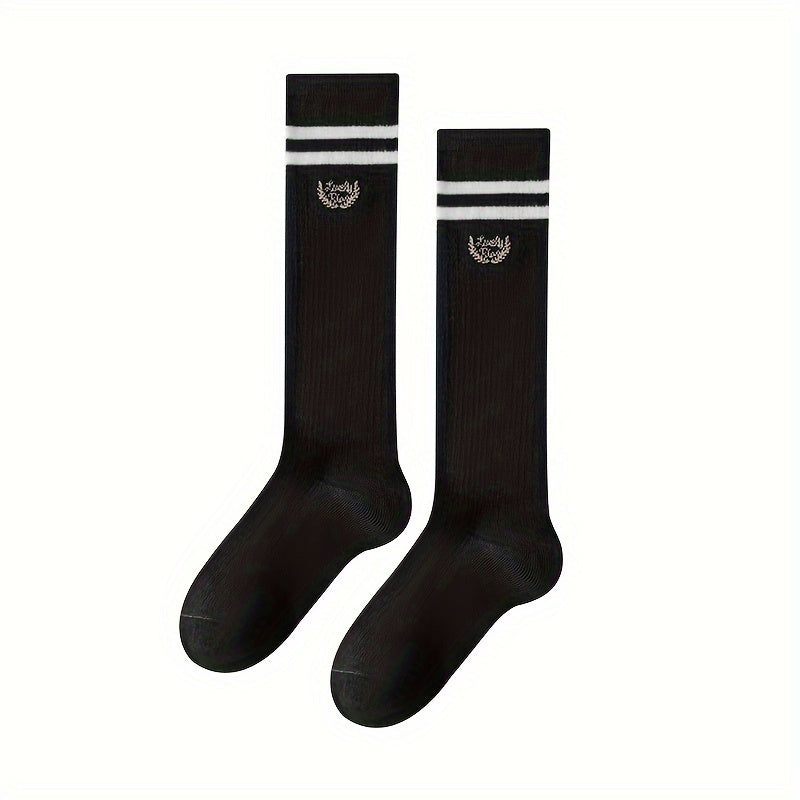 6 Pairs Striped Calf Socks College Style Women's Knee High Stockings