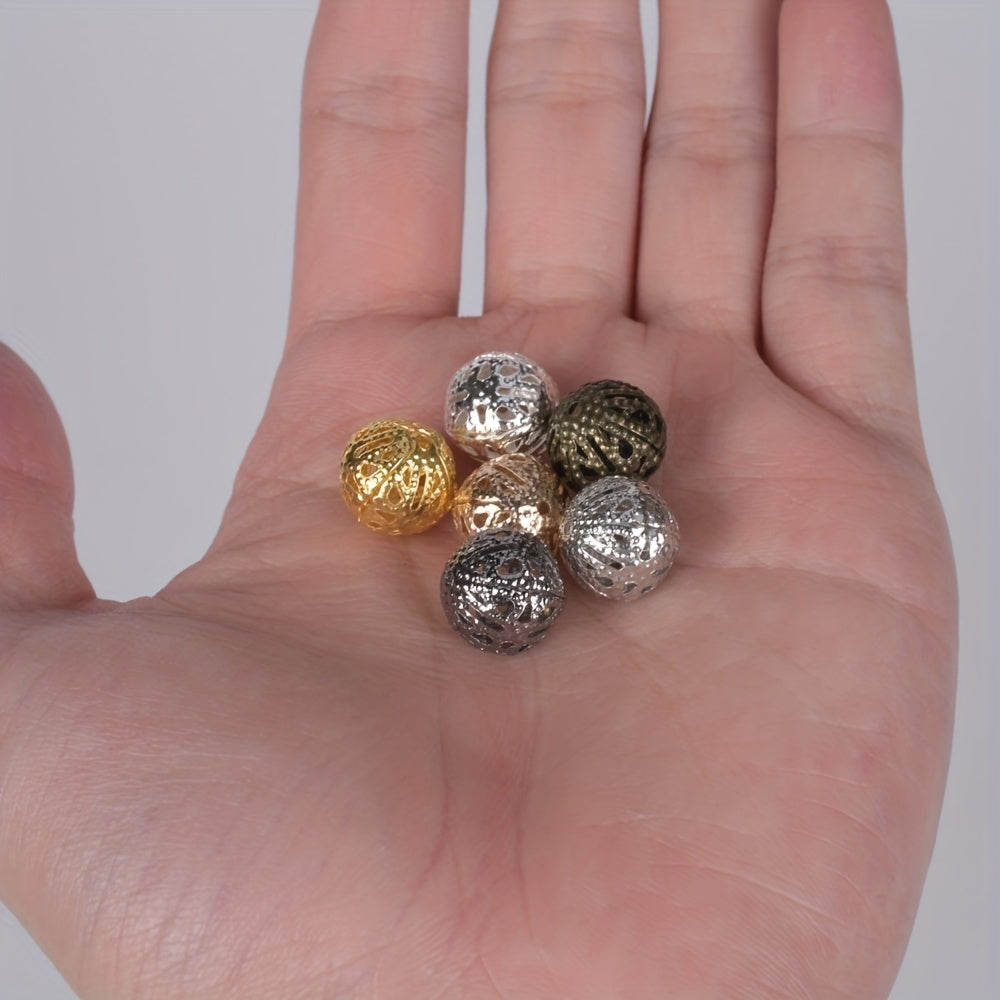 40-50-100pcs 4-20mm Hollow Round Beads DIY Spacer Bracelet Necklace Jewelry