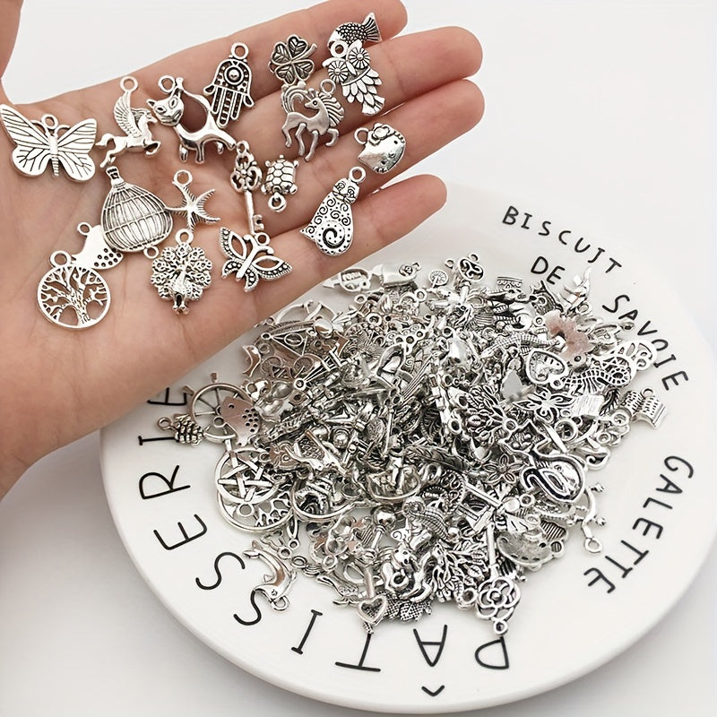 Assorted 10-50pcs Metal Alloy Silver Charms for DIY Jewelry Making