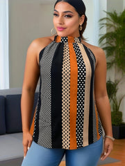  Colorblock Polka Dot Tank Top