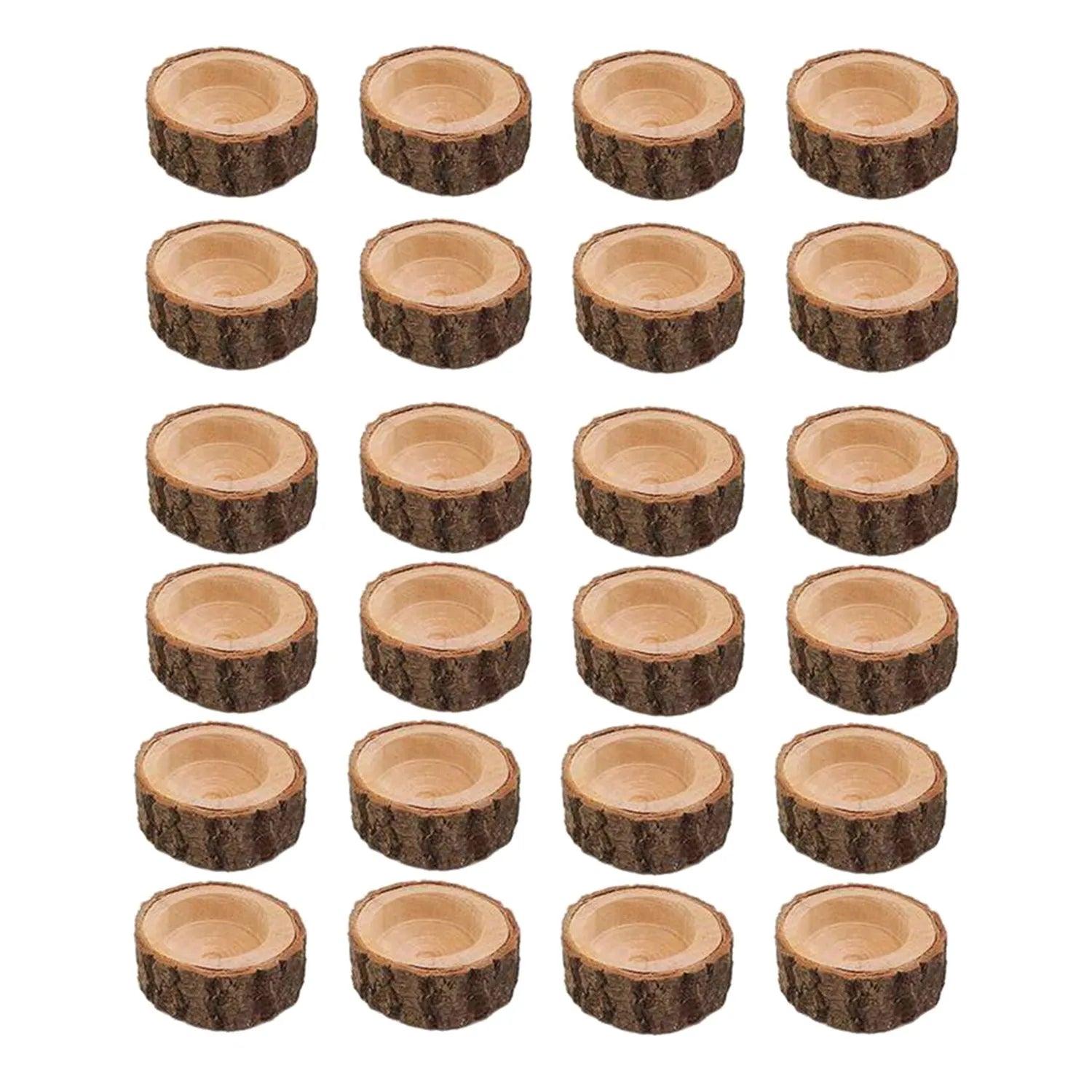 24Pcs Wooden Candle Holder for Wedding Party, Home Decor