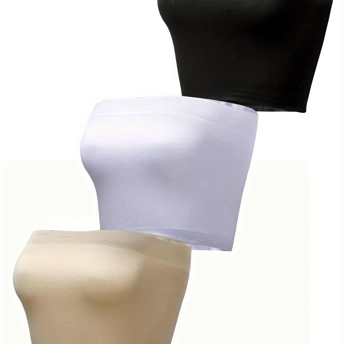 3pcs Bandeau Bras Seamless High Stretch Solid Everyday Bra Women's Lingerie