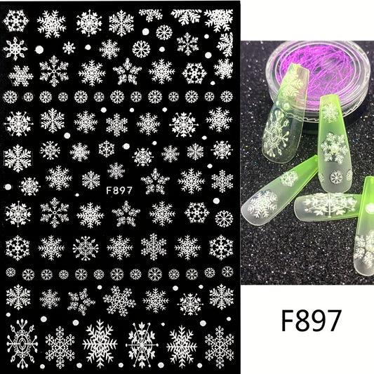 3D Christmas Nail Art Stickers Snowflake Nail Art Decals For DIY Or Nail Salons