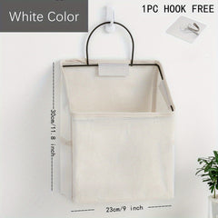 Wall Mounted Cotton Linen Storage Bag with Hooks
