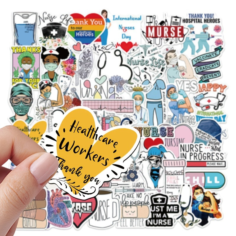 50pcs Nurse Series Graffiti Stickers Self Adhesive Decoration For Phone Luggage