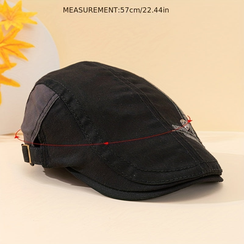 Flat Top Embroidered Duck Tongue Hat Skull Adjustable Flat Top Hat