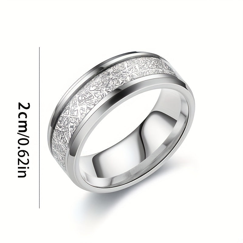 Rime Silk Pattern Titanium Steel Ring for Men